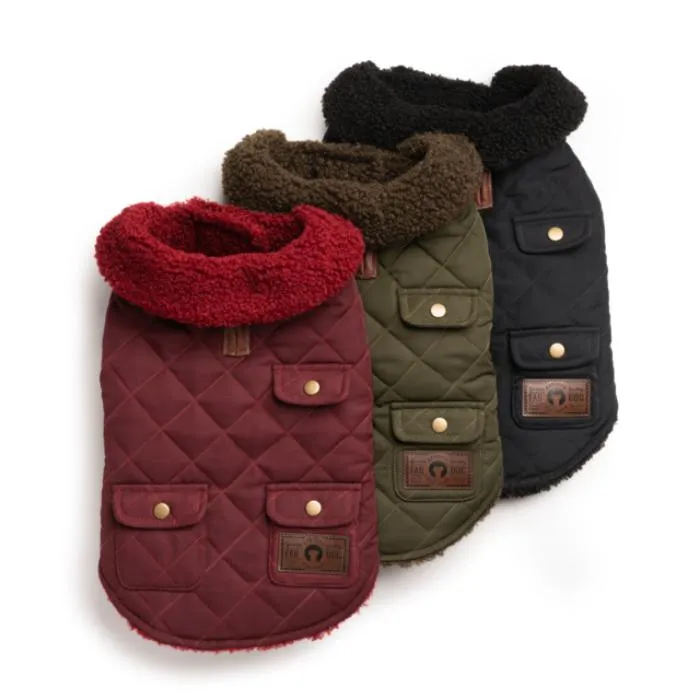 Fabdog | Quilted Shearling All Burgundy Dog Jacket