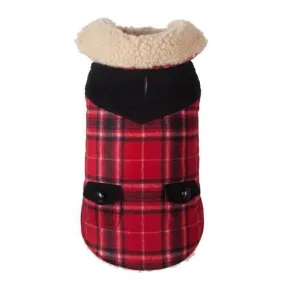 Fabdog | Wool Plaid Shearling in Red & Black - Dog Jacket