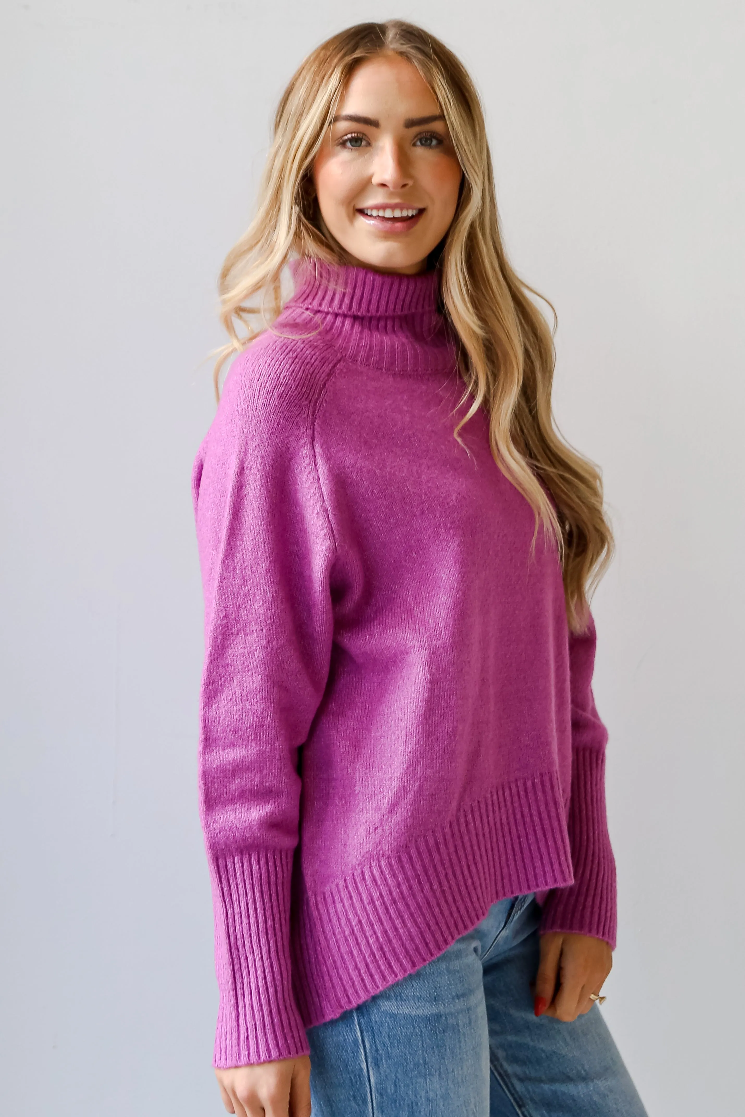 FINAL SALE - Updated Aesthetic Plum Turtleneck Oversized Sweater - DU DEAL