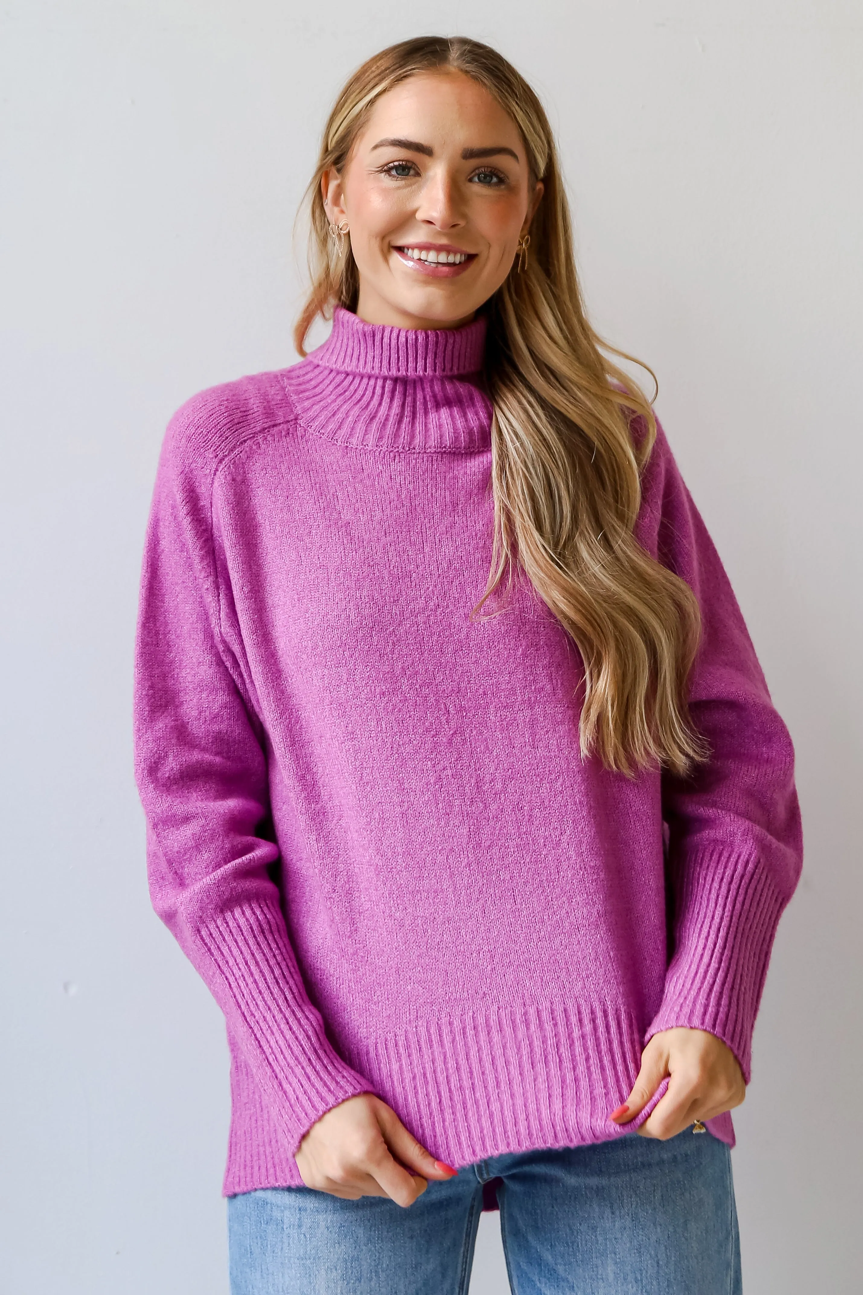 FINAL SALE - Updated Aesthetic Plum Turtleneck Oversized Sweater - DU DEAL