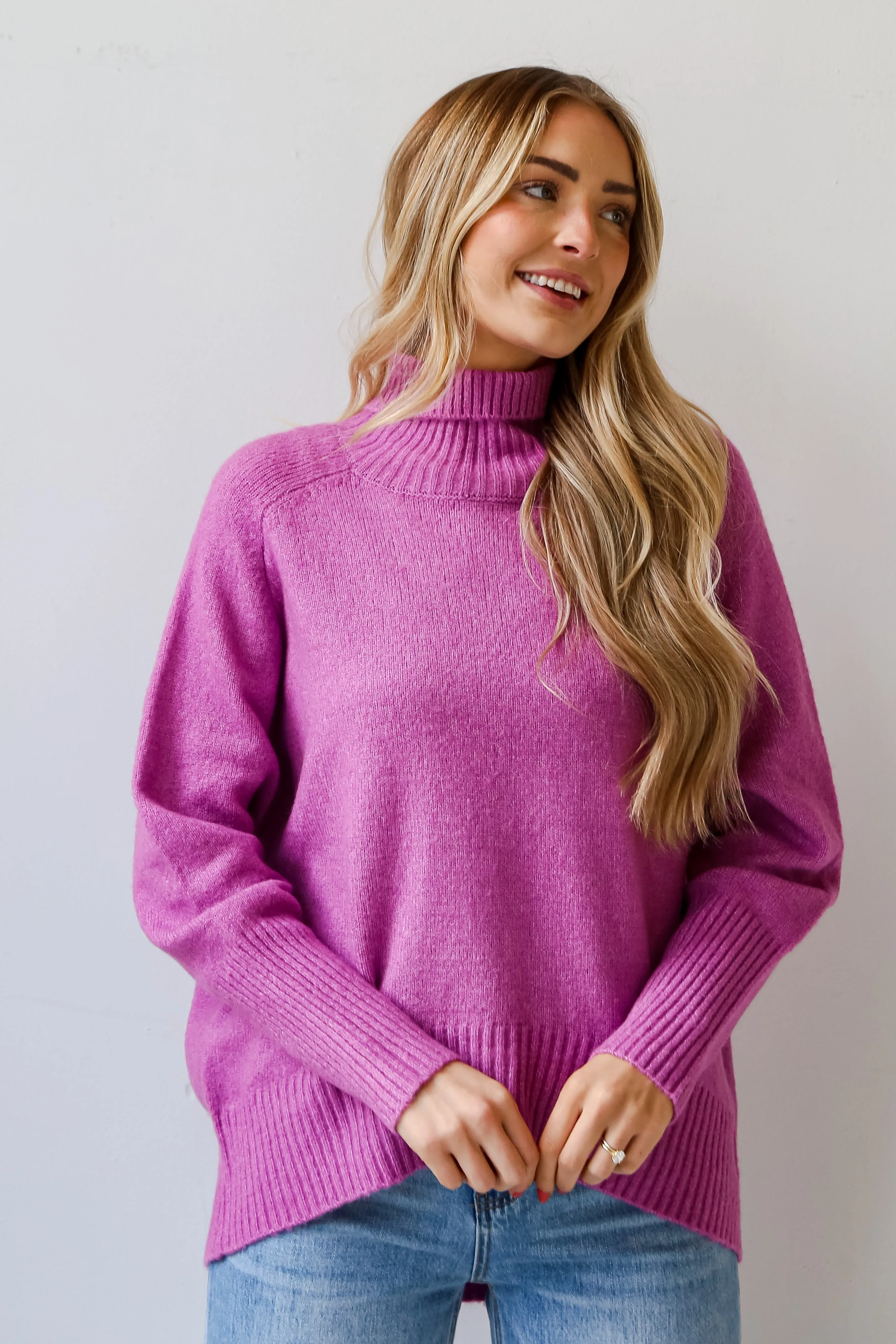 FINAL SALE - Updated Aesthetic Plum Turtleneck Oversized Sweater - DU DEAL