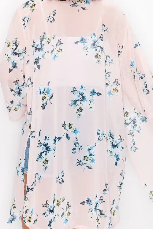 Floral Print Cardigan - Pink