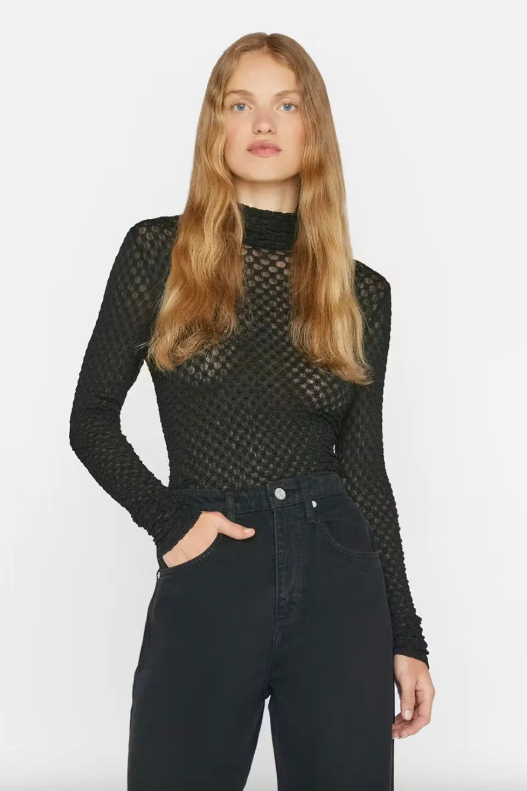 Frame - Mesh Lace Turtleneck