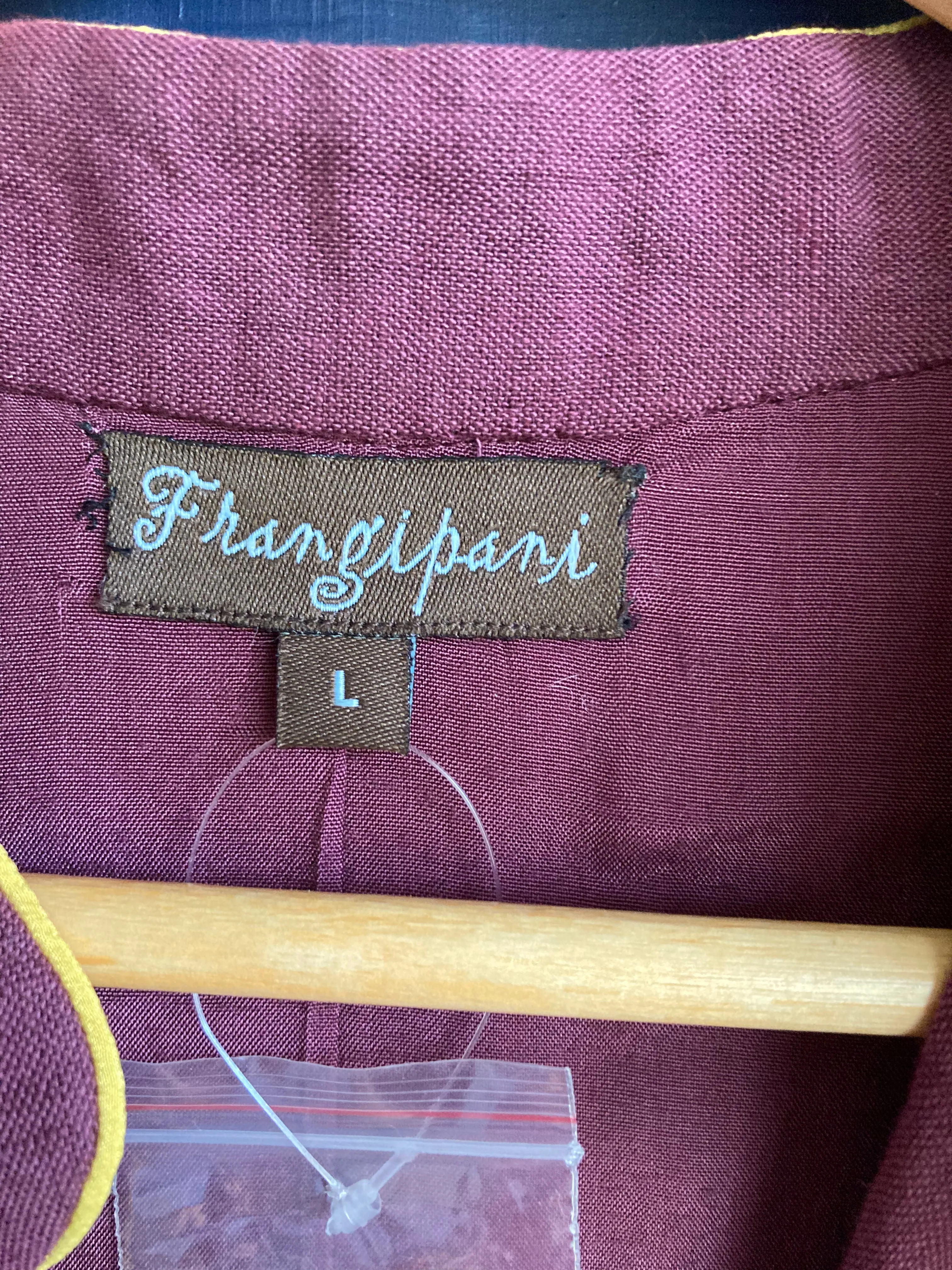 Frangipani Linen Burgundy and Gold Long Sleeved Coat UK Size Large