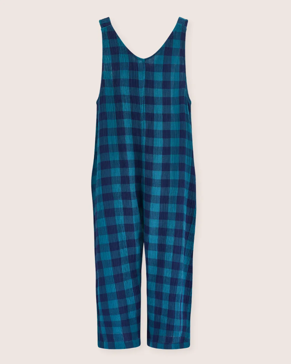 Grace Check & Stripe Reversible Navy Jumpsuit