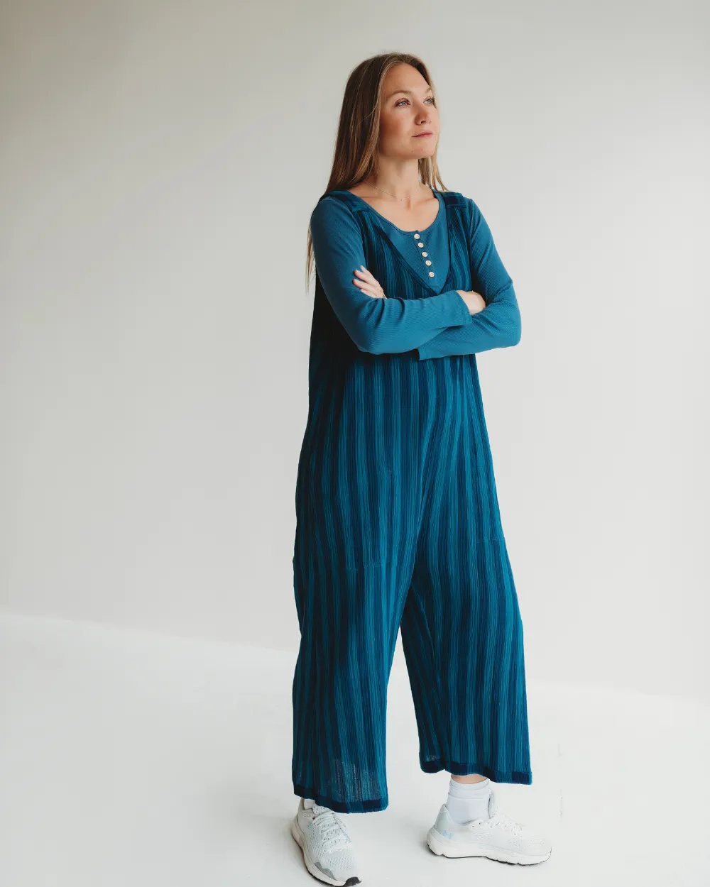 Grace Check & Stripe Reversible Navy Jumpsuit