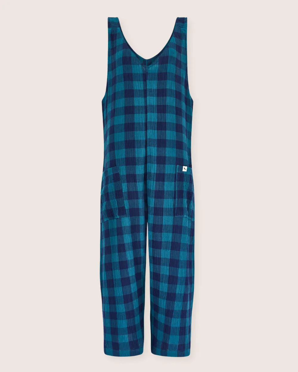 Grace Check & Stripe Reversible Navy Jumpsuit