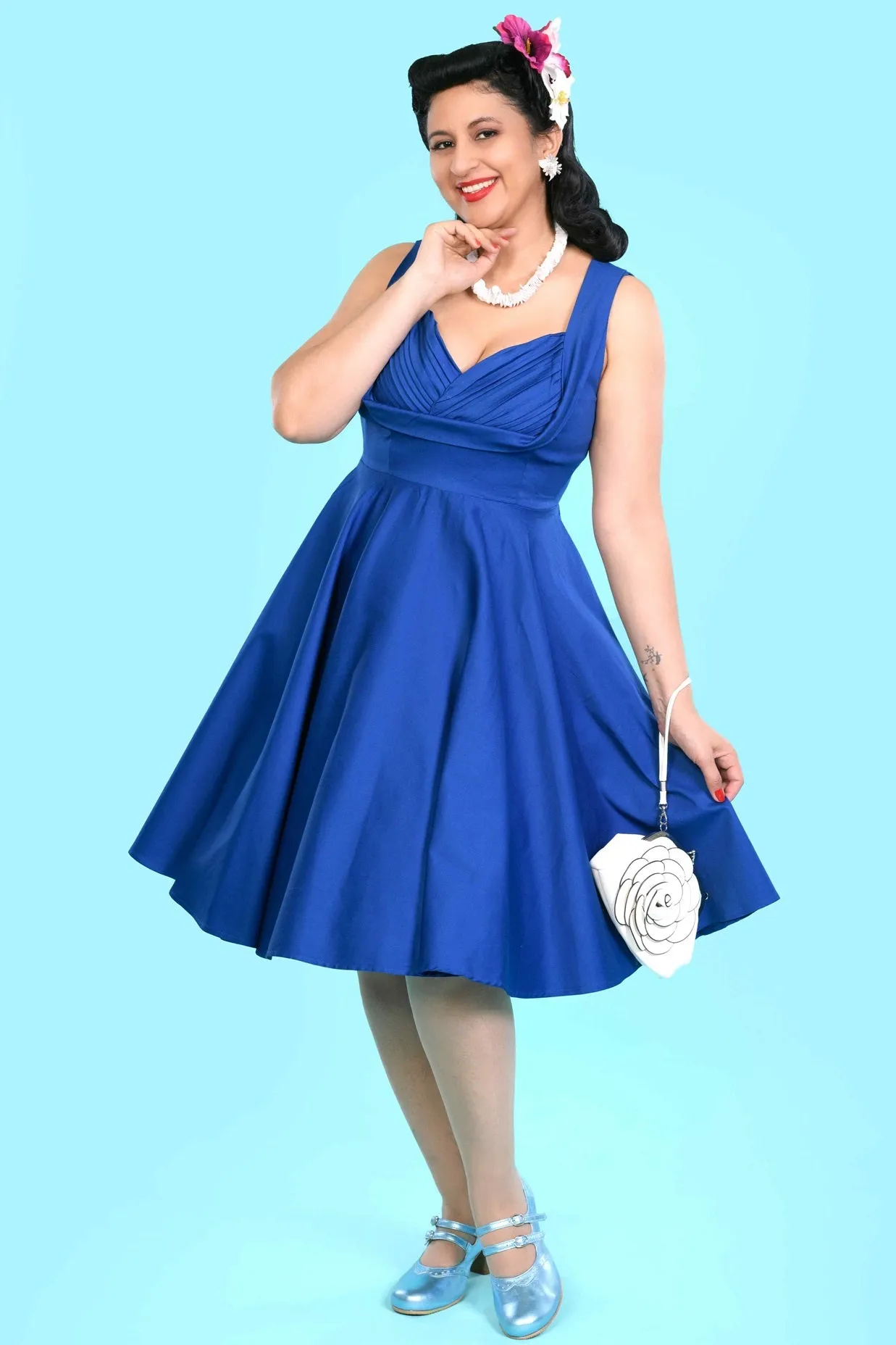 Grace Vintage Style Jive Dress in All Blue