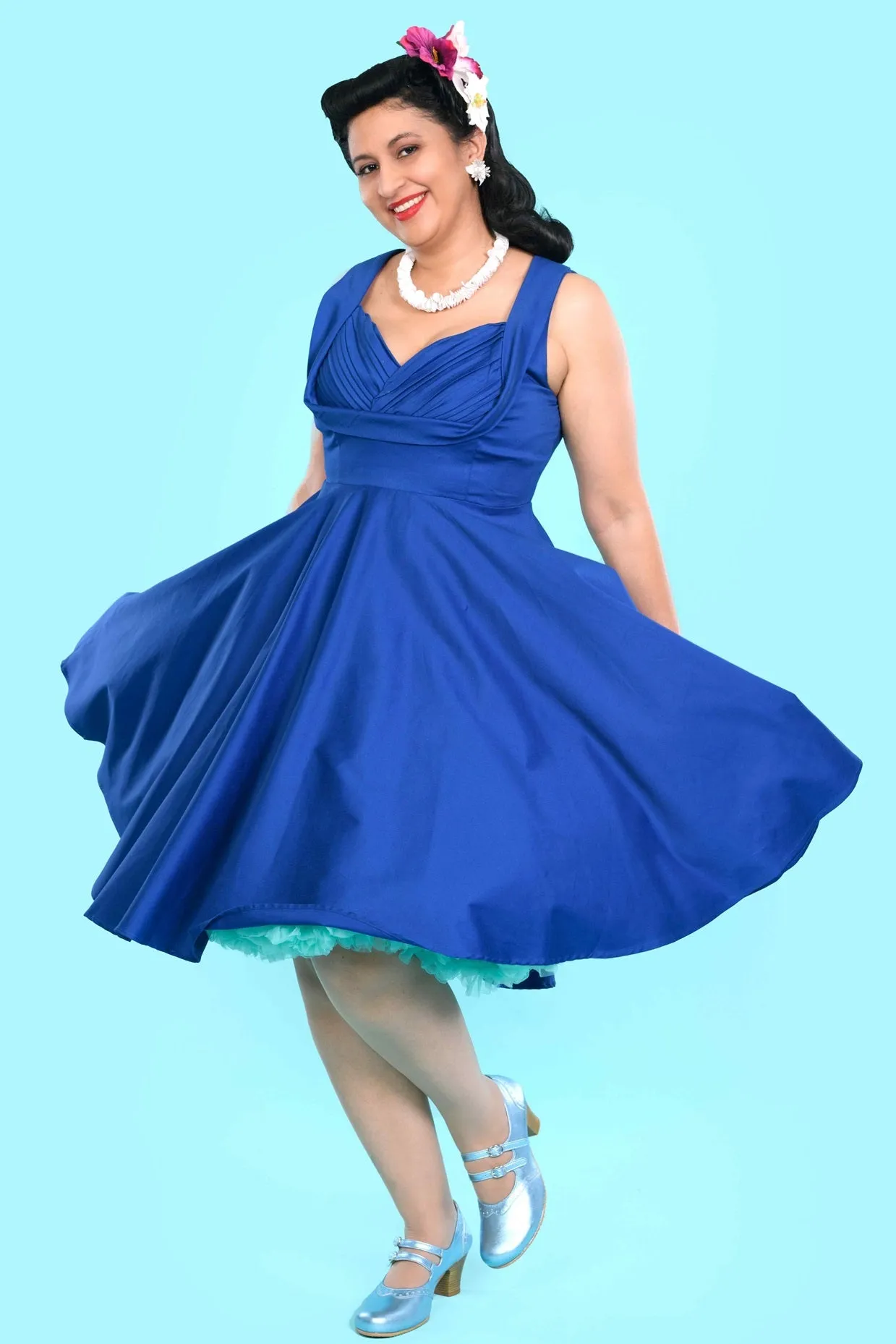 Grace Vintage Style Jive Dress in All Blue