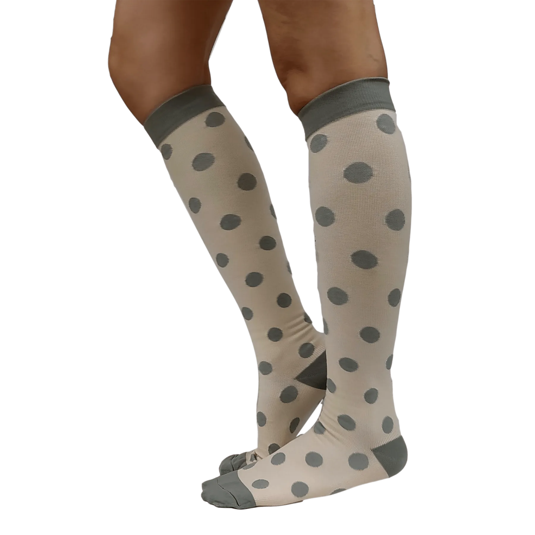 Graduated Compression Socks in Gray Polka Dots