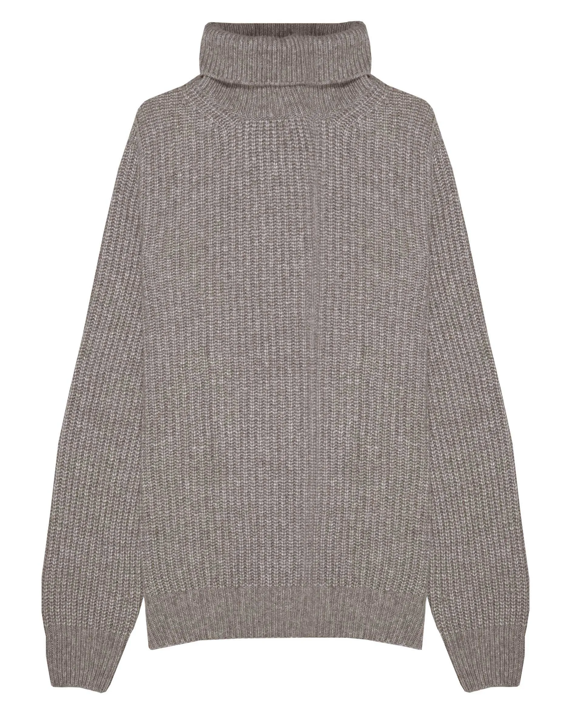 Gran Sasso Pearl Ribbed Turtle Neck - Beige