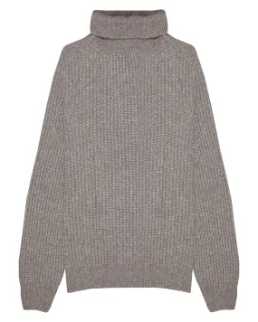 Gran Sasso Pearl Ribbed Turtle Neck - Beige