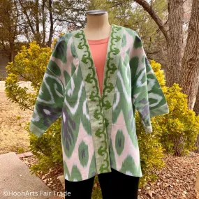 Green Embroidered Ikat Jacket