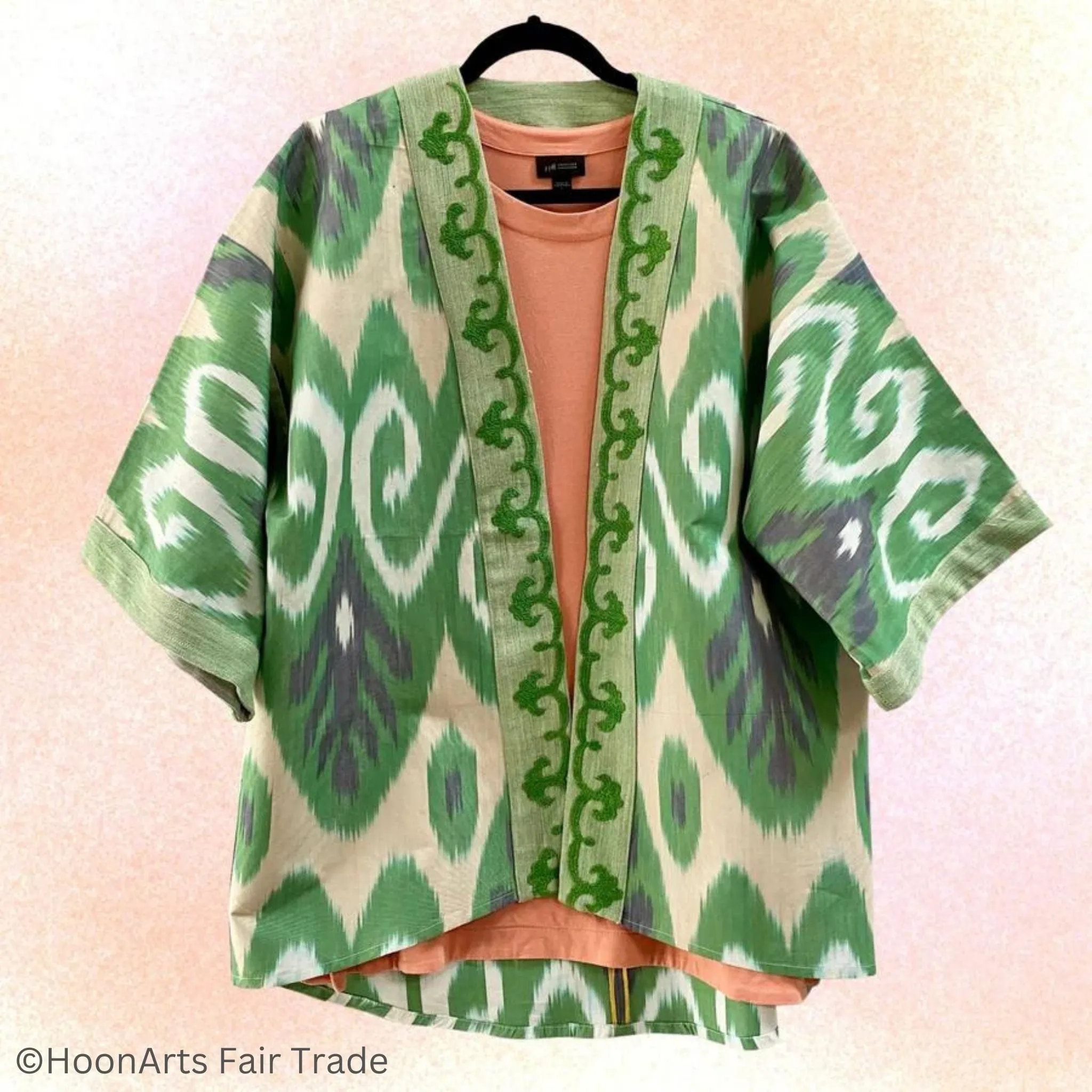 Green Embroidered Ikat Jacket