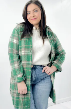 Green Plaid Flannel Shacket