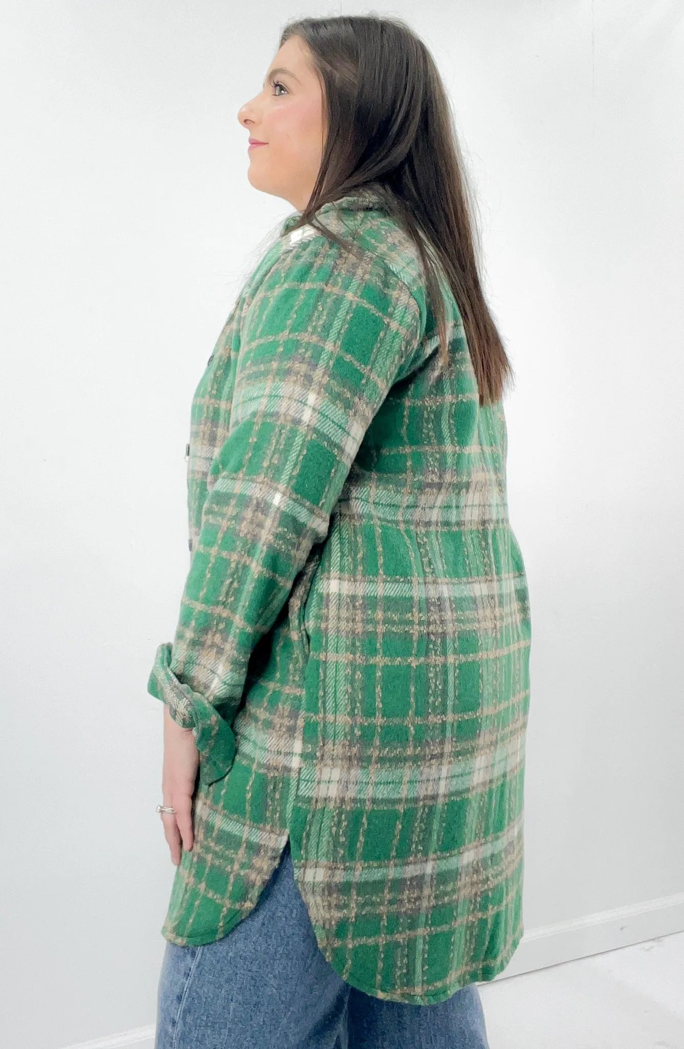 Green Plaid Flannel Shacket