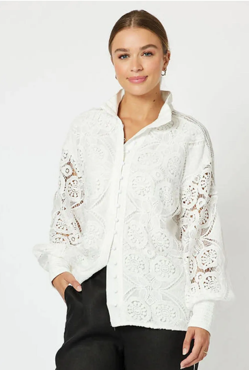 Hammock & Vine Dusk Lace White Shirt 43622