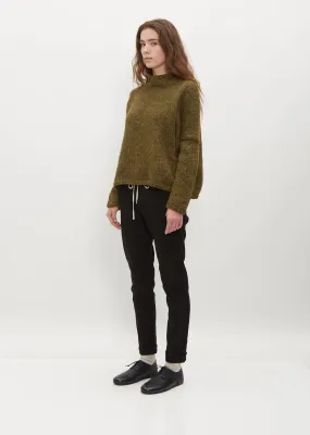 Hand Knit Oversized Alpaca and Wool High Neck — Olive