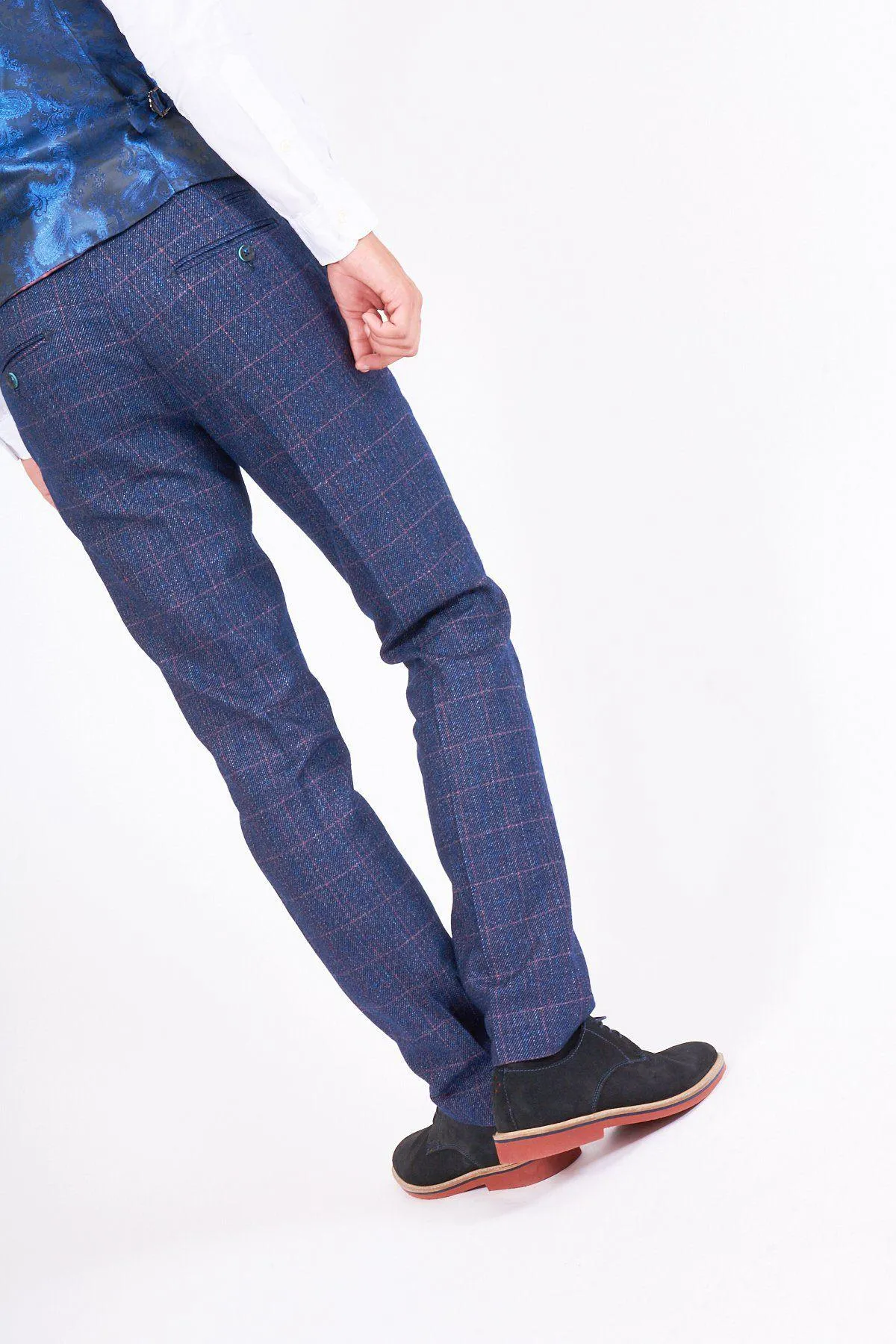 HARRY - Indigo Tweed Check Trousers