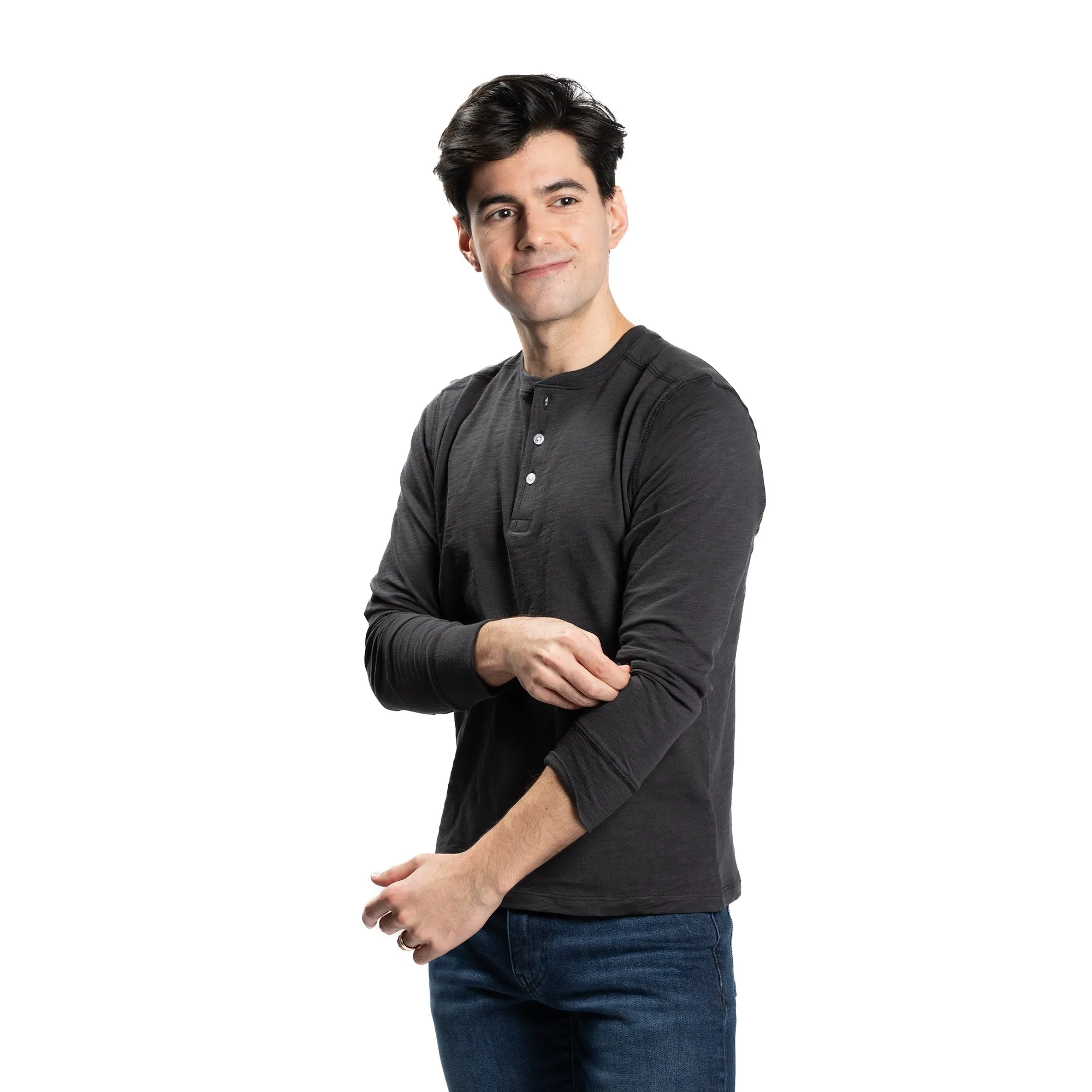 Henley Shirt Long Sleeve - Black