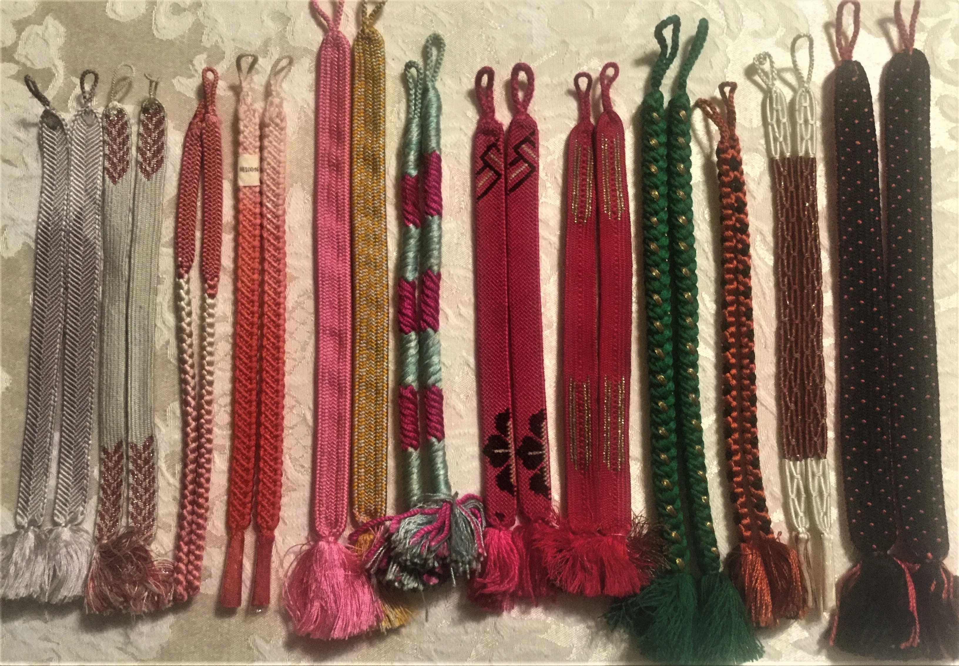 HH-101: Haori-Himo: 12 Pairs Vintage Silk Braided Haori Ties