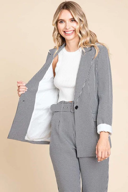 Houndstooth Blazer and High Waisted Pants Pantsuit