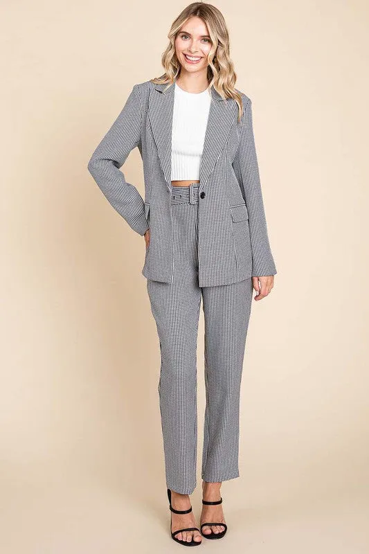 Houndstooth Blazer and High Waisted Pants Pantsuit