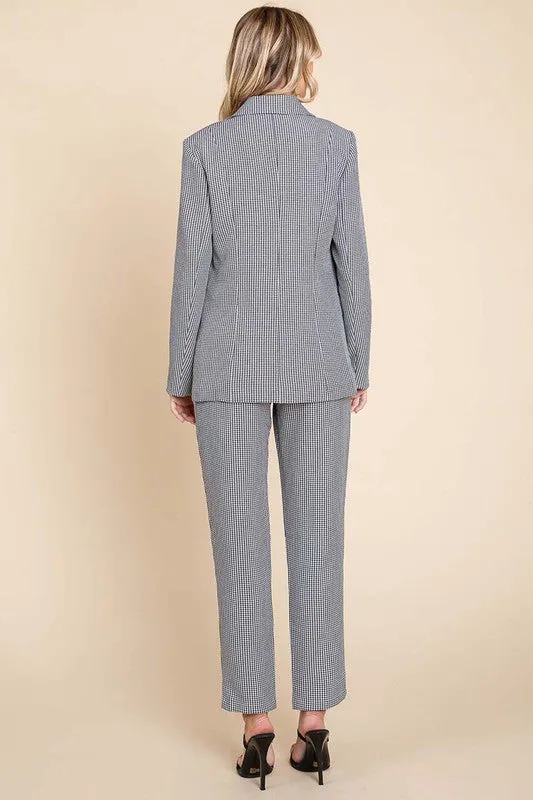 Houndstooth Blazer and High Waisted Pants Pantsuit