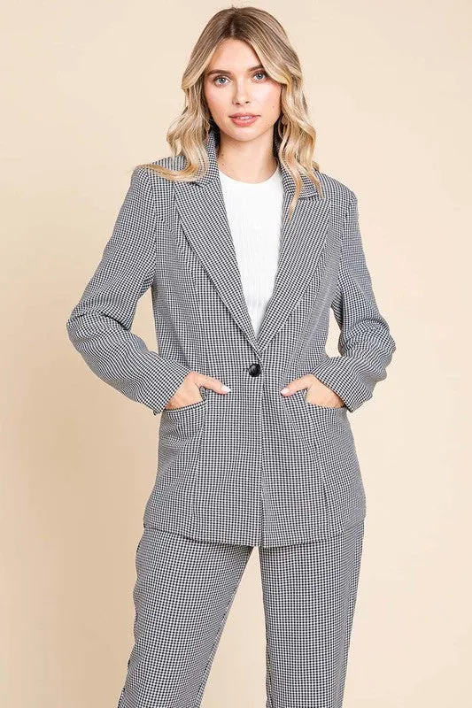 Houndstooth Blazer and High Waisted Pants Pantsuit