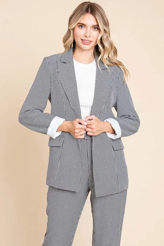 Houndstooth Blazer and High Waisted Pants Pantsuit