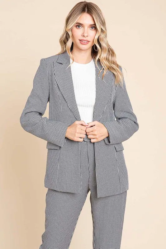 Houndstooth Blazer and High Waisted Pants Pantsuit