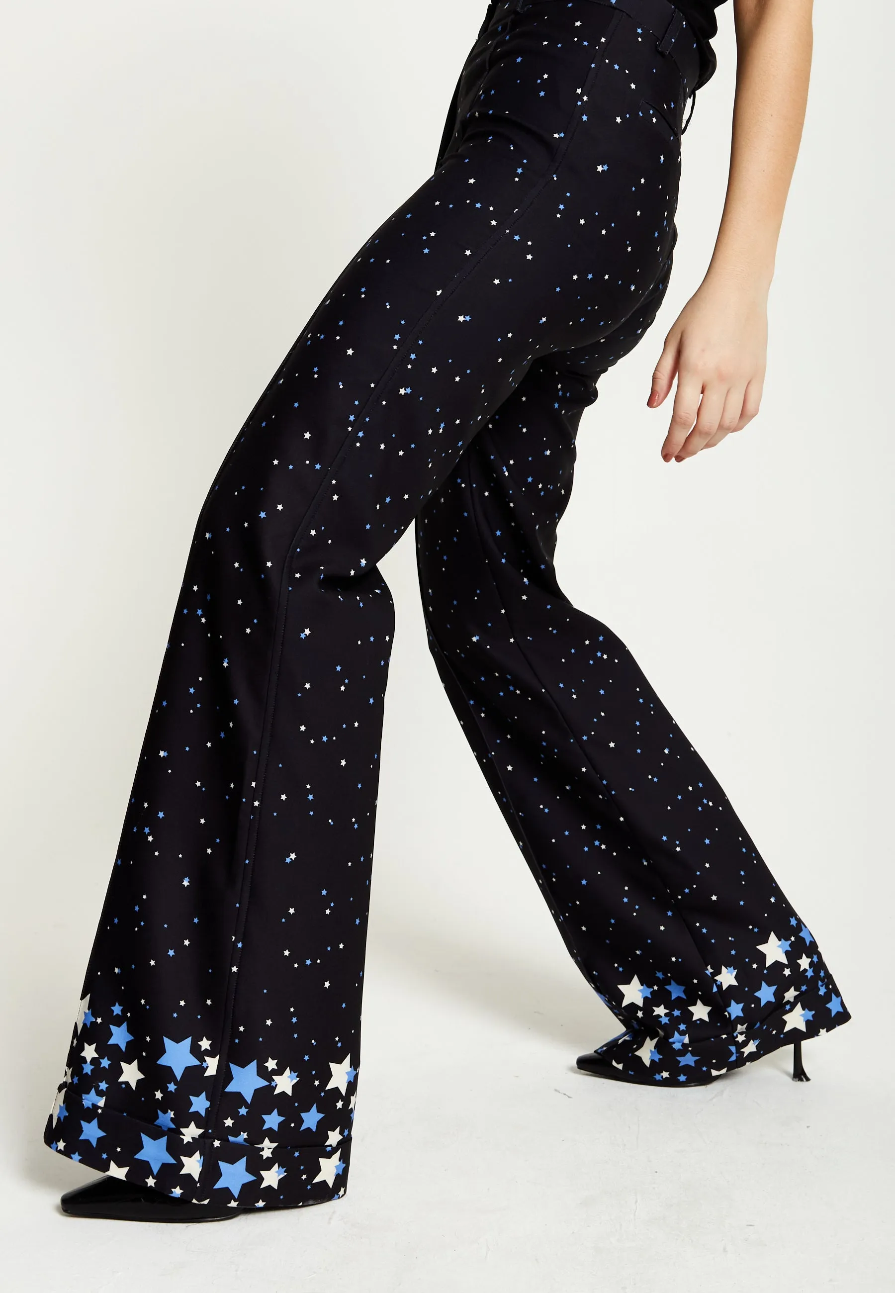 House Of Holland Star Print Trousers In Black