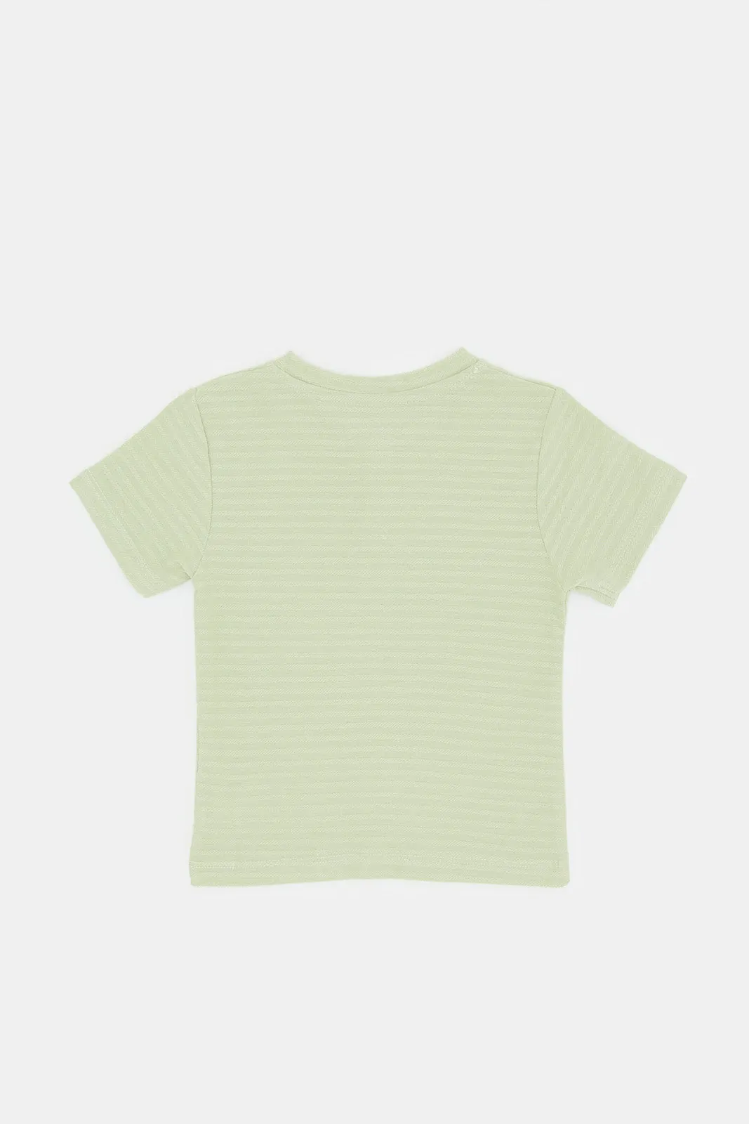 Infant Boys Mint Jacquard Henley T=Shirt