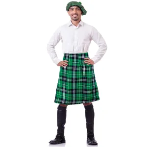 Irish Plaid Green Kilt - Scottish Green Pleated Costume Tartan Skirt Kilts Clothing for Men and Women