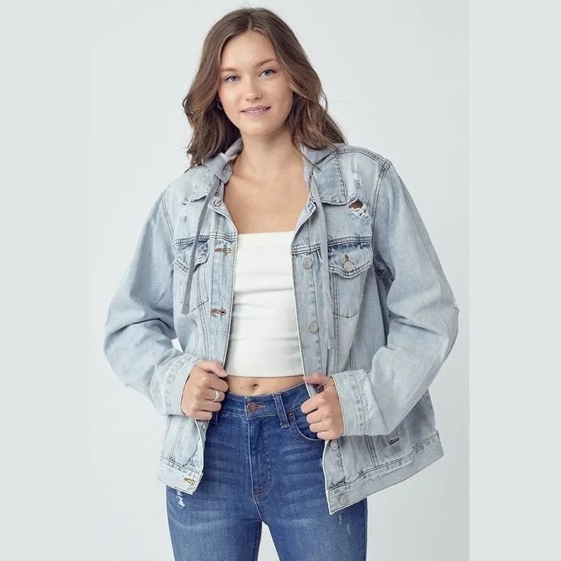 Isabelle Drawstring Hooded Denim Jacket