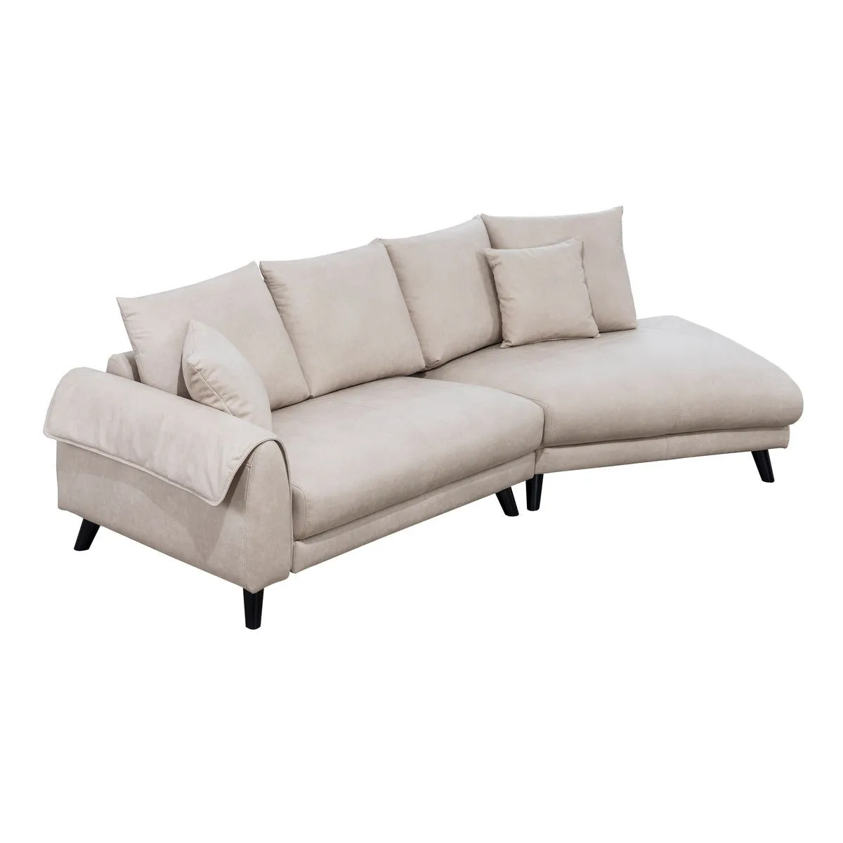 Isolde Ivory Sectional with Right Side Chaise & 2 Pillows