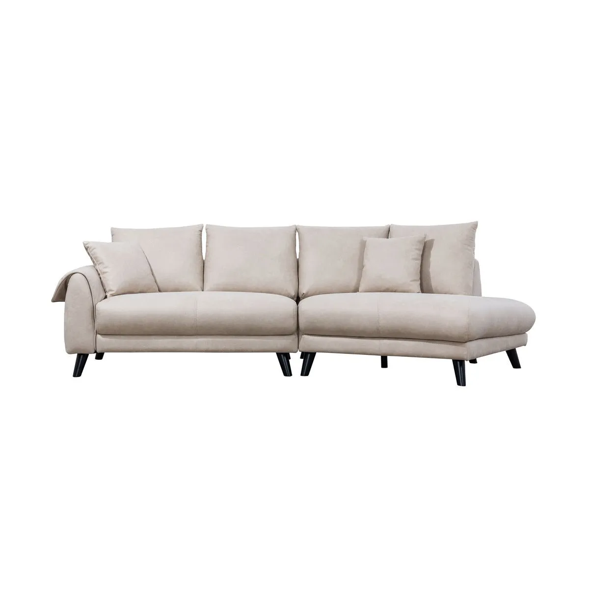 Isolde Ivory Sectional with Right Side Chaise & 2 Pillows