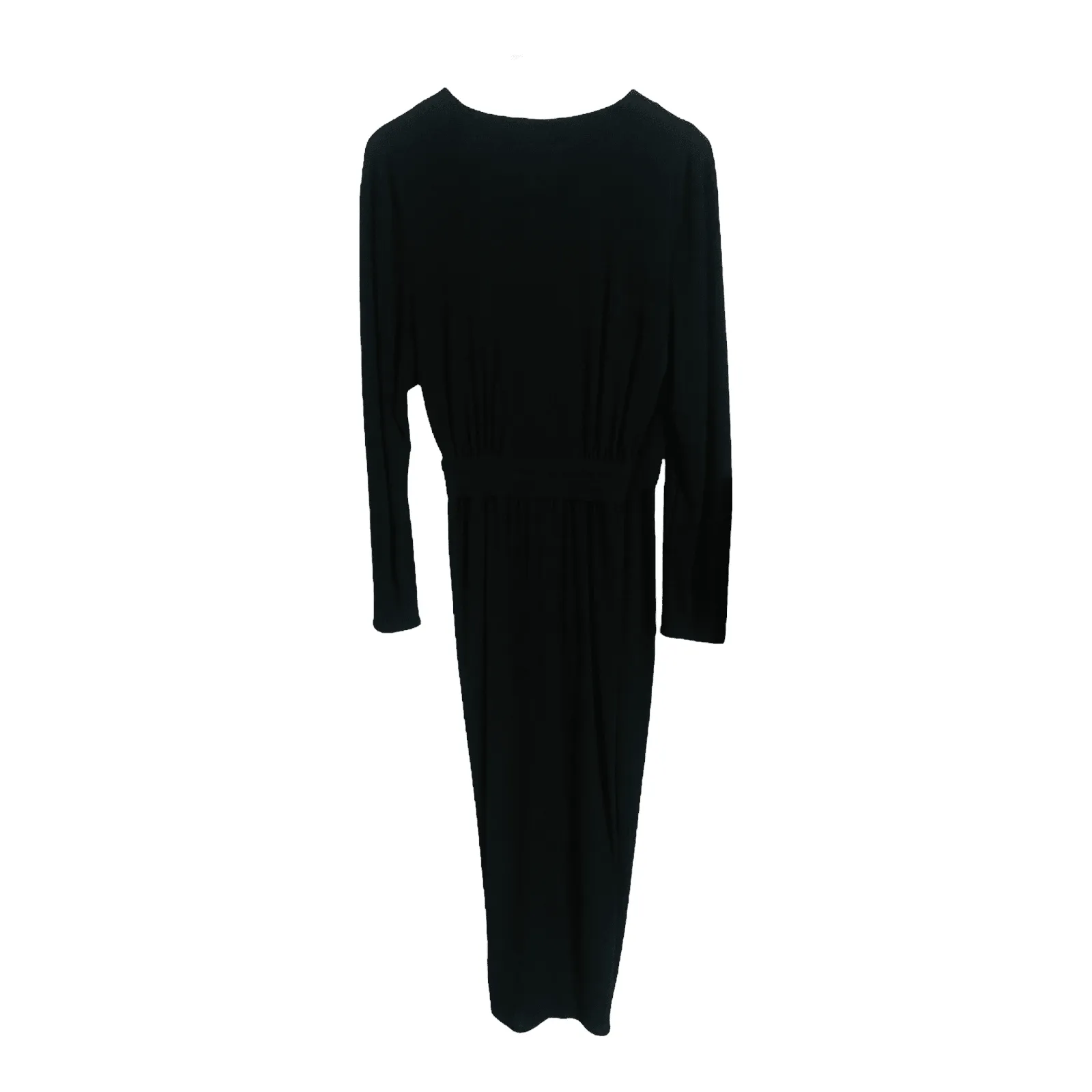 Jaeger Vintage Viscose Long Sleeve Evening Wrap Maxi Dress Black UK Size 12-14