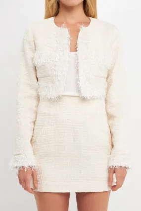 Juliette Trimmed Feather Cropped Blazer