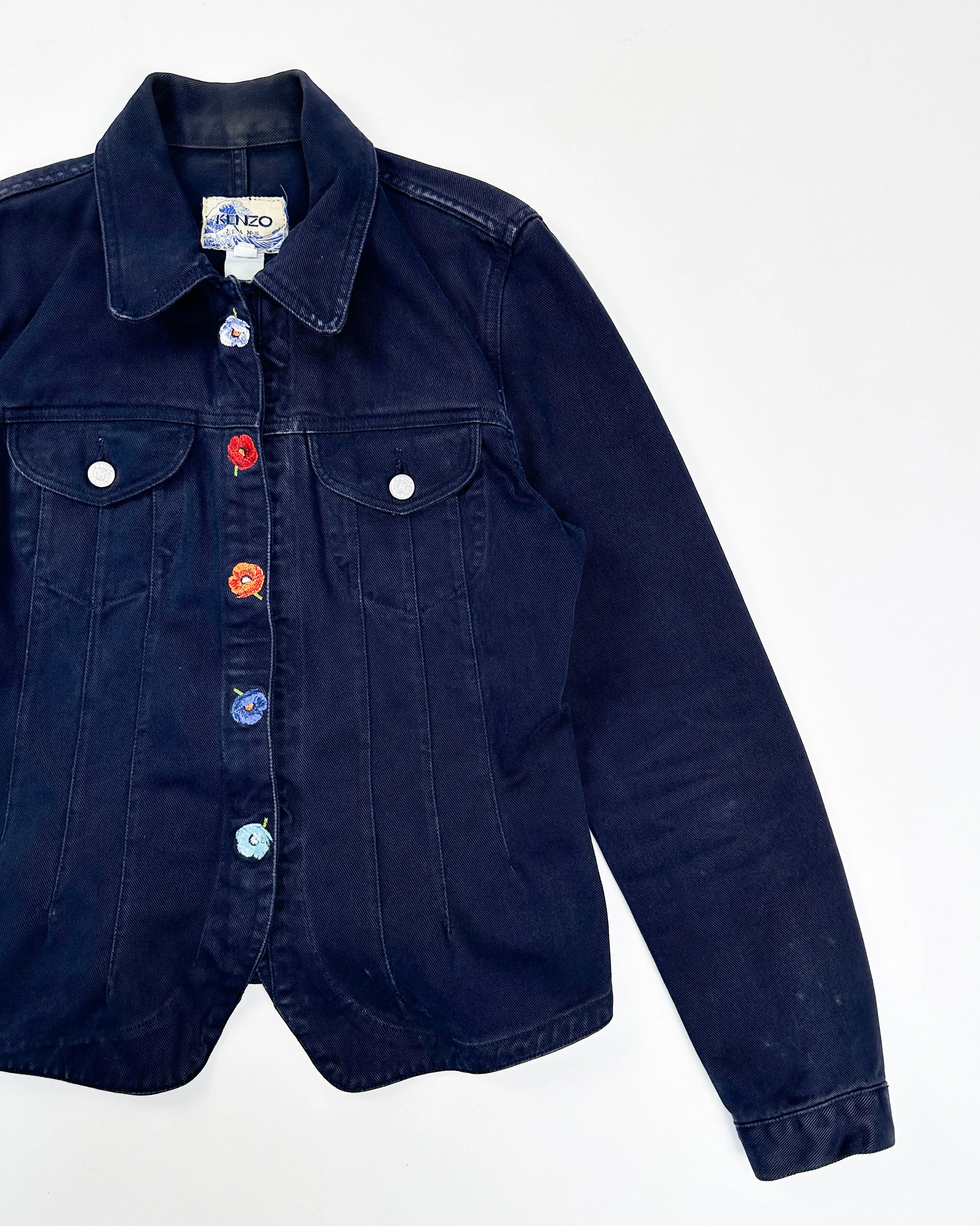 Kenzo Jeans Flowers Denim Jacket 1990's