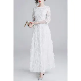 Ketty More Women Beautiful Lace Top Tassel Party Dress-KMWDC13654