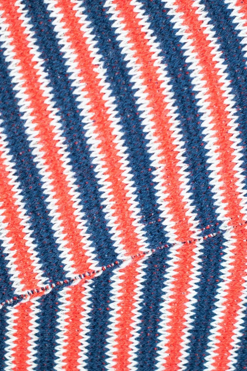 Kinari Recycled Cotton Rib Stripes Crew (Navy/Red)