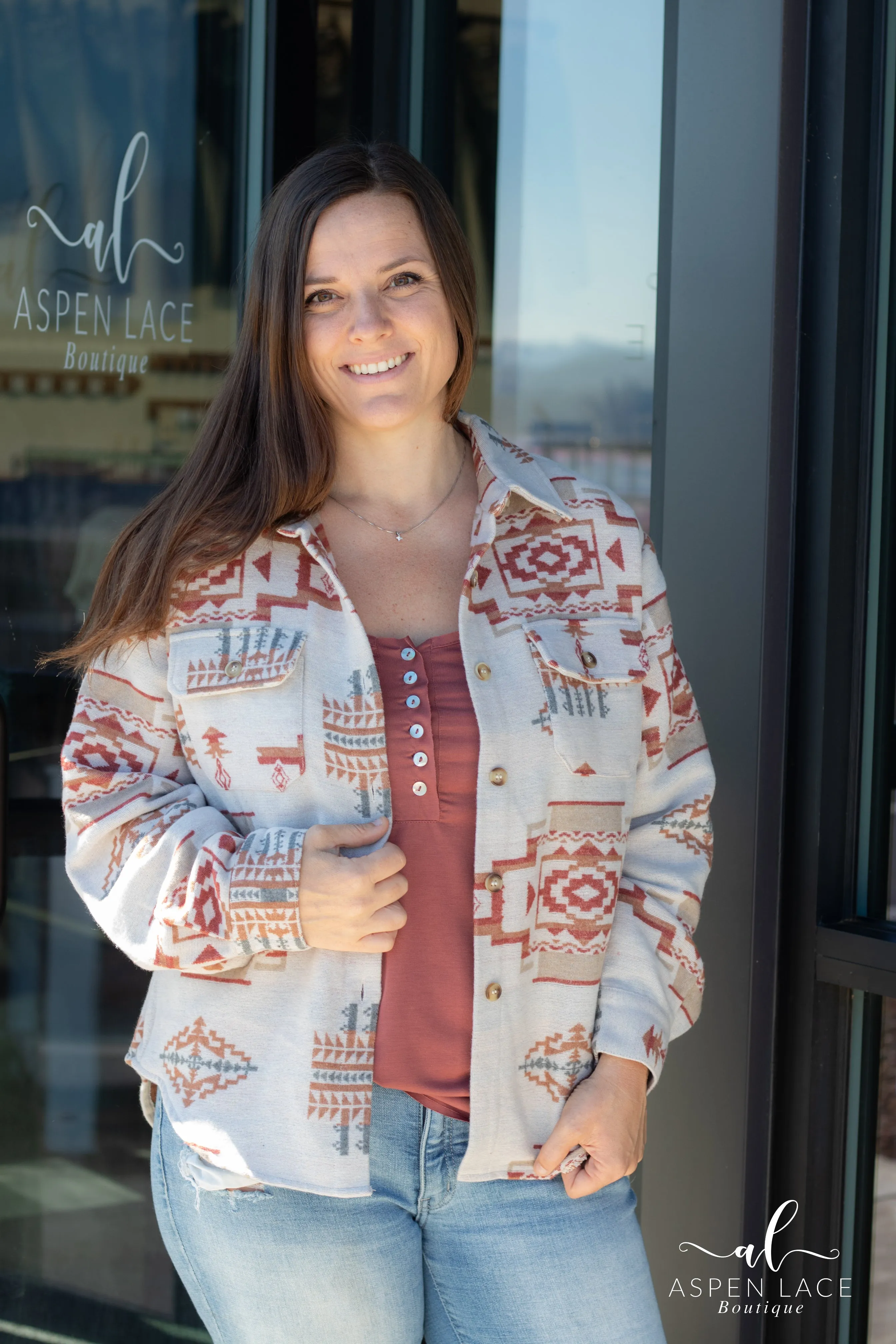 Korrina Aztec Shacket (Taupe)