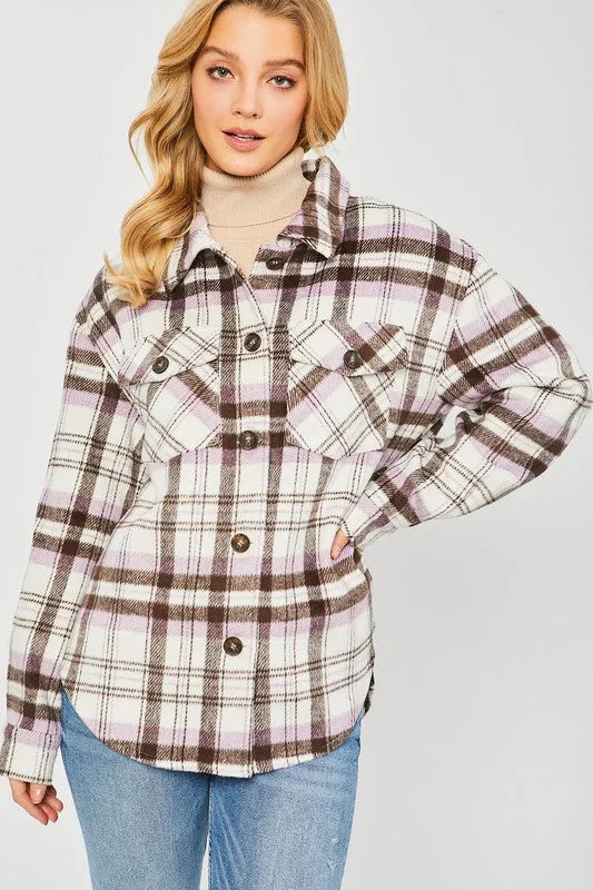 Lavender Plaid Pattern Shacket