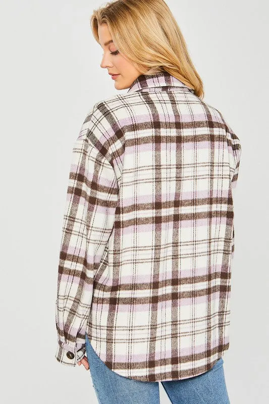 Lavender Plaid Pattern Shacket