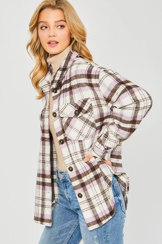 Lavender Plaid Pattern Shacket