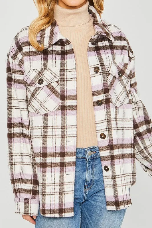 Lavender Plaid Pattern Shacket