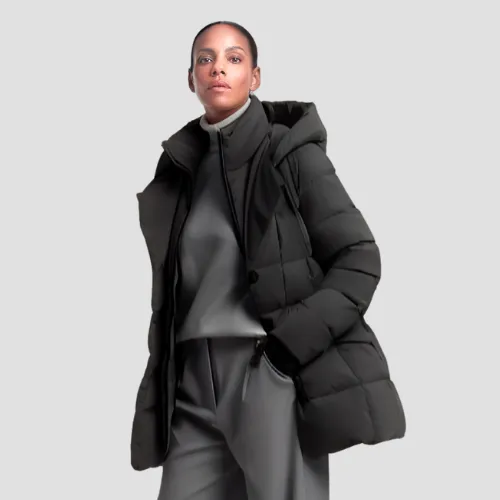 Leana Black Blazer Puffer Coat