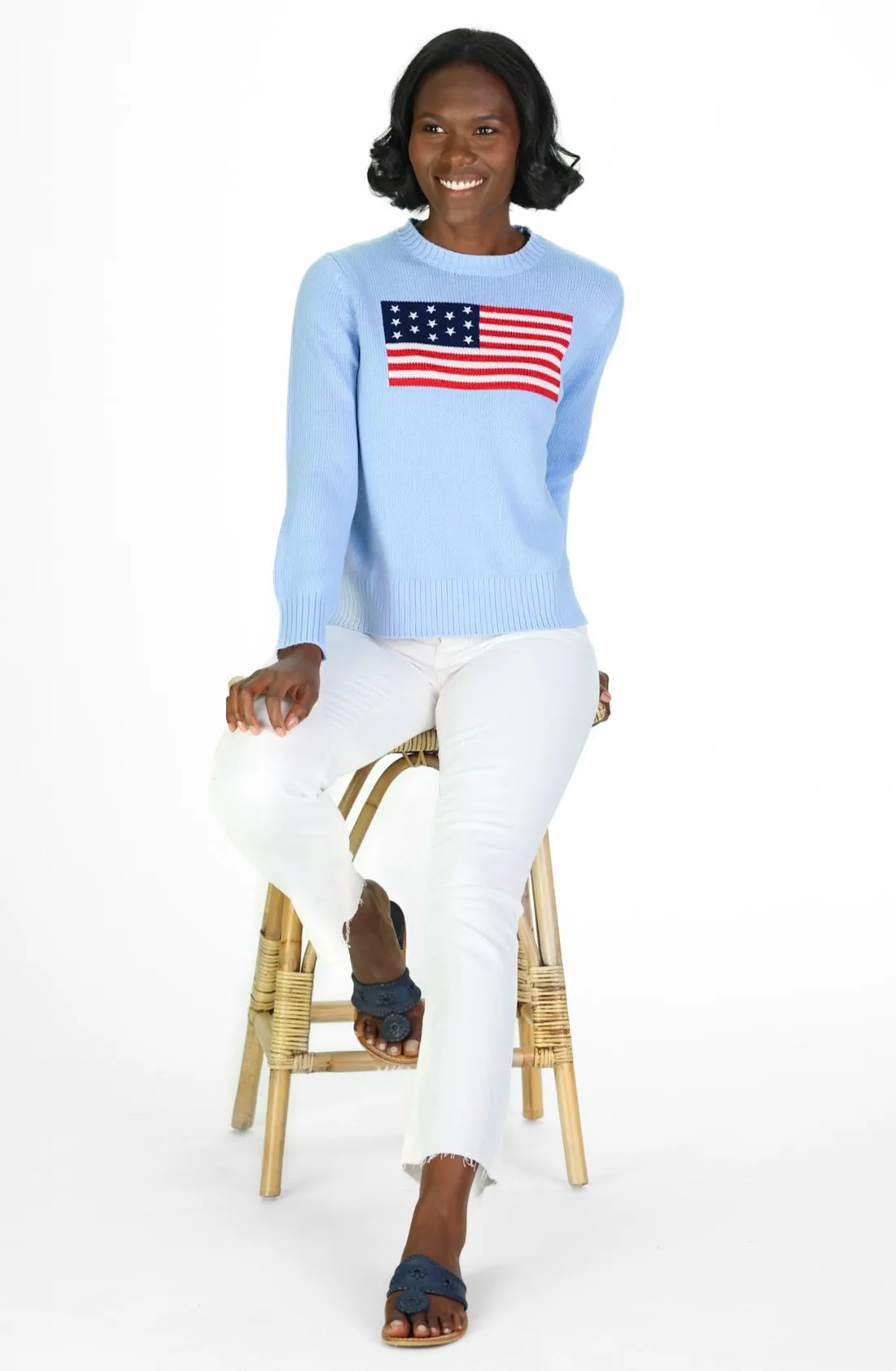 Light Blue Sport Crew Flag Sweater