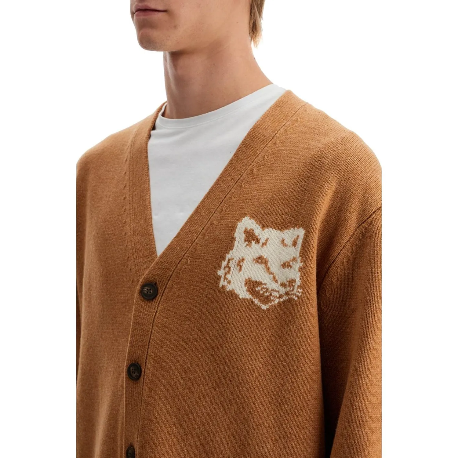 Maison Kitsune 'fox head wool cardigan with